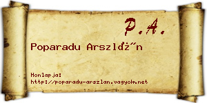 Poparadu Arszlán névjegykártya